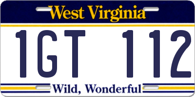 WV license plate 1GT112