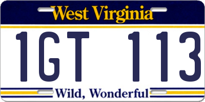WV license plate 1GT113