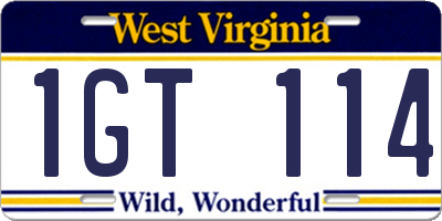 WV license plate 1GT114