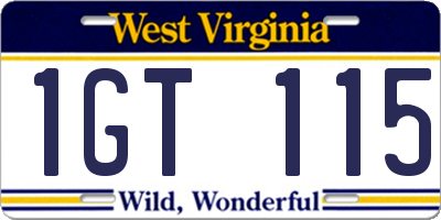 WV license plate 1GT115
