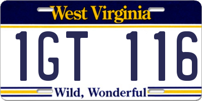 WV license plate 1GT116