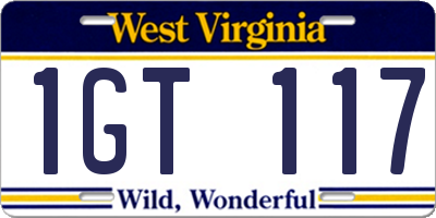 WV license plate 1GT117