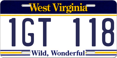 WV license plate 1GT118
