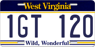 WV license plate 1GT120