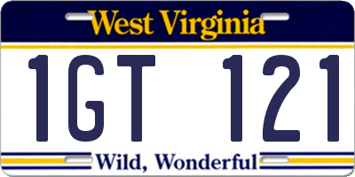 WV license plate 1GT121