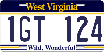 WV license plate 1GT124
