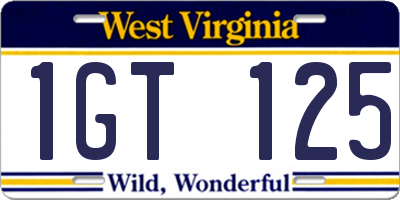 WV license plate 1GT125