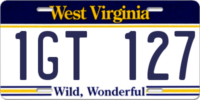 WV license plate 1GT127
