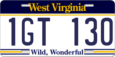 WV license plate 1GT130
