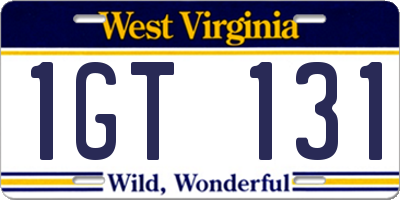 WV license plate 1GT131