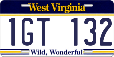 WV license plate 1GT132