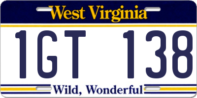 WV license plate 1GT138