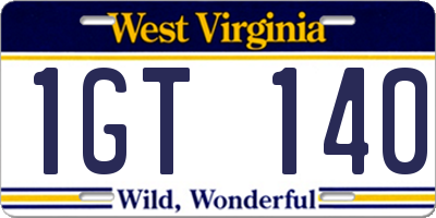 WV license plate 1GT140