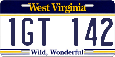 WV license plate 1GT142
