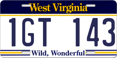 WV license plate 1GT143