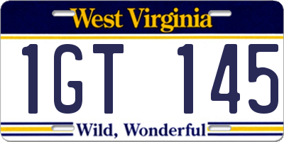 WV license plate 1GT145