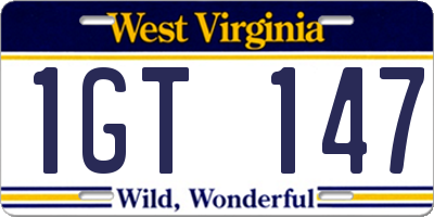 WV license plate 1GT147