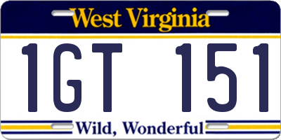 WV license plate 1GT151