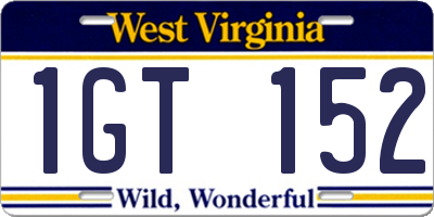 WV license plate 1GT152