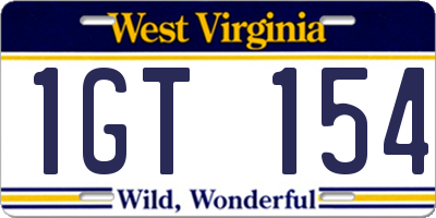 WV license plate 1GT154