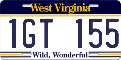WV license plate 1GT155