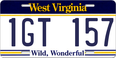 WV license plate 1GT157