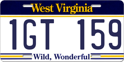WV license plate 1GT159