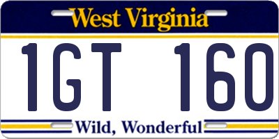 WV license plate 1GT160