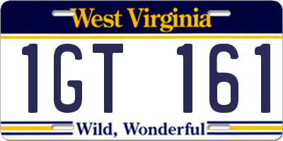 WV license plate 1GT161