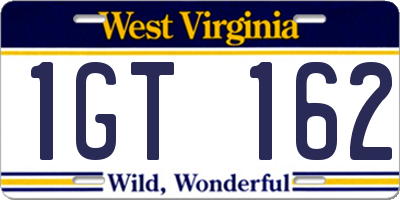 WV license plate 1GT162