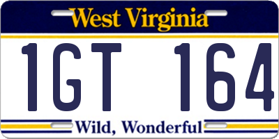 WV license plate 1GT164