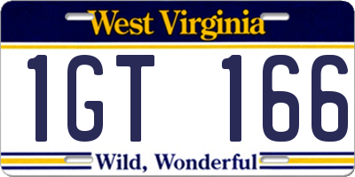 WV license plate 1GT166
