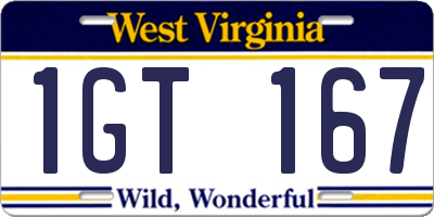 WV license plate 1GT167