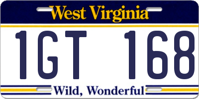 WV license plate 1GT168