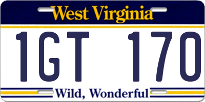 WV license plate 1GT170