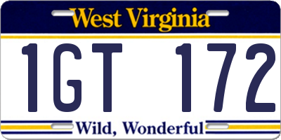WV license plate 1GT172