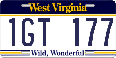 WV license plate 1GT177