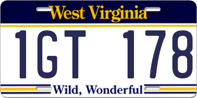 WV license plate 1GT178