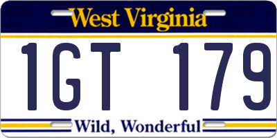 WV license plate 1GT179