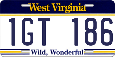 WV license plate 1GT186
