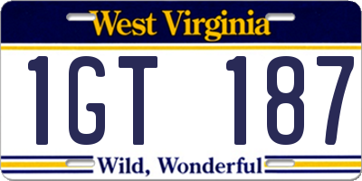WV license plate 1GT187
