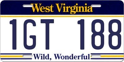 WV license plate 1GT188