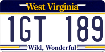 WV license plate 1GT189
