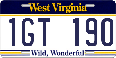 WV license plate 1GT190