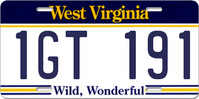 WV license plate 1GT191