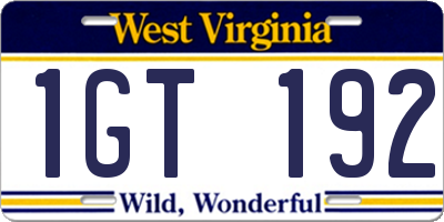 WV license plate 1GT192