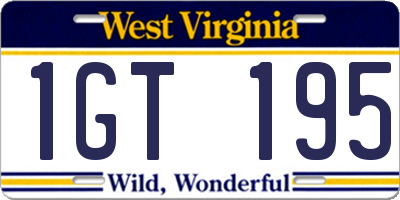 WV license plate 1GT195