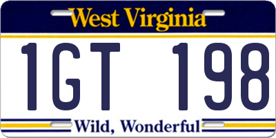 WV license plate 1GT198