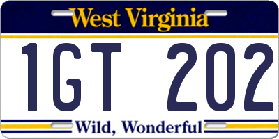 WV license plate 1GT202