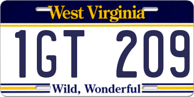 WV license plate 1GT209